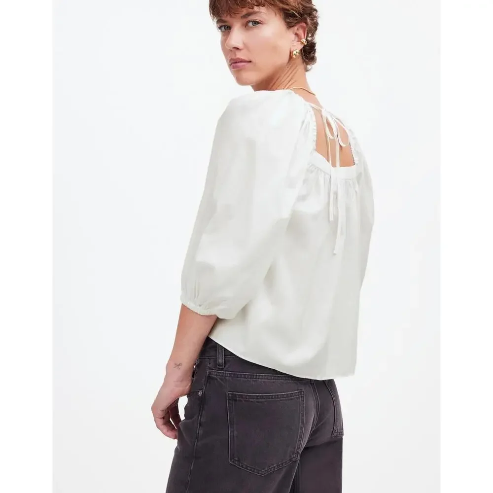 NWT Madewell Puff-Sleeve Babydoll Top - MSRP $88 - Size‎ 14